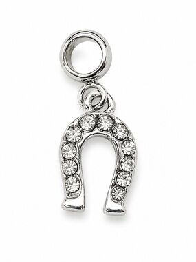Lucky Silver Rhinestone Horseshoe Charm Pandora Compatible